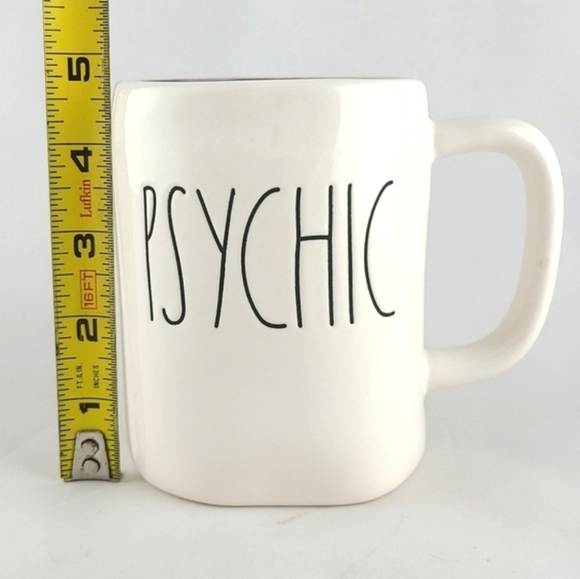 ⭐️2/ $50⭐️ Rae Dunn White Ceramic Mug Large Letters Black PSYCHIC - Picture 8 of 11